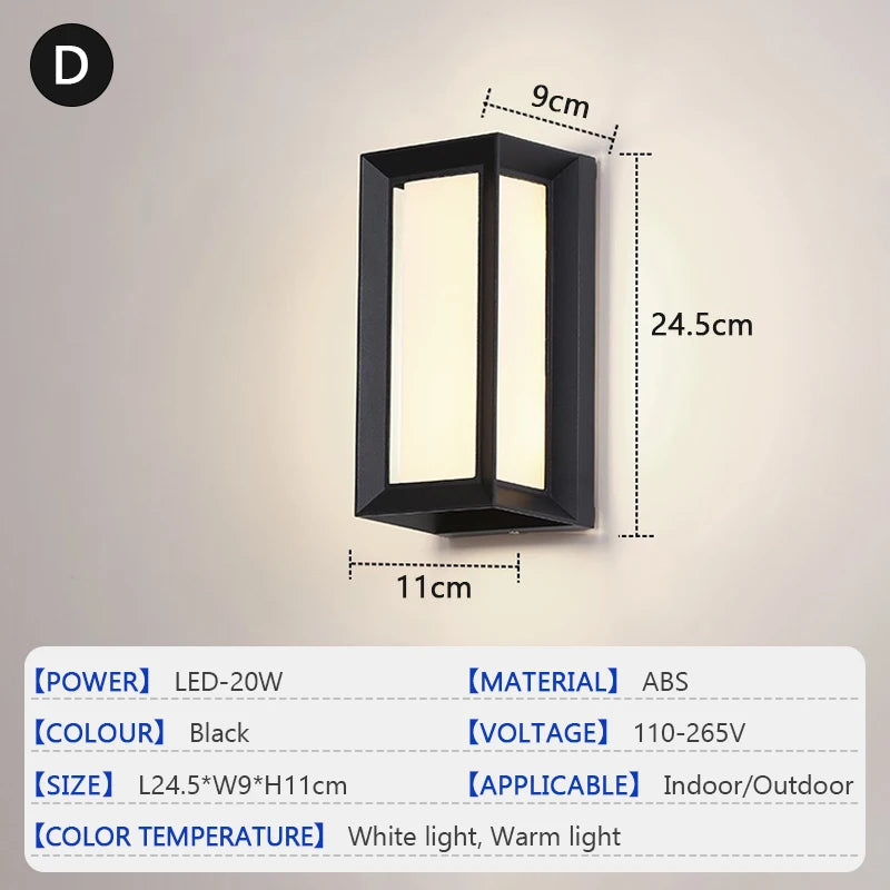 lampe murale moderne sensor motion led noir blanc 85265v ip65 étanche