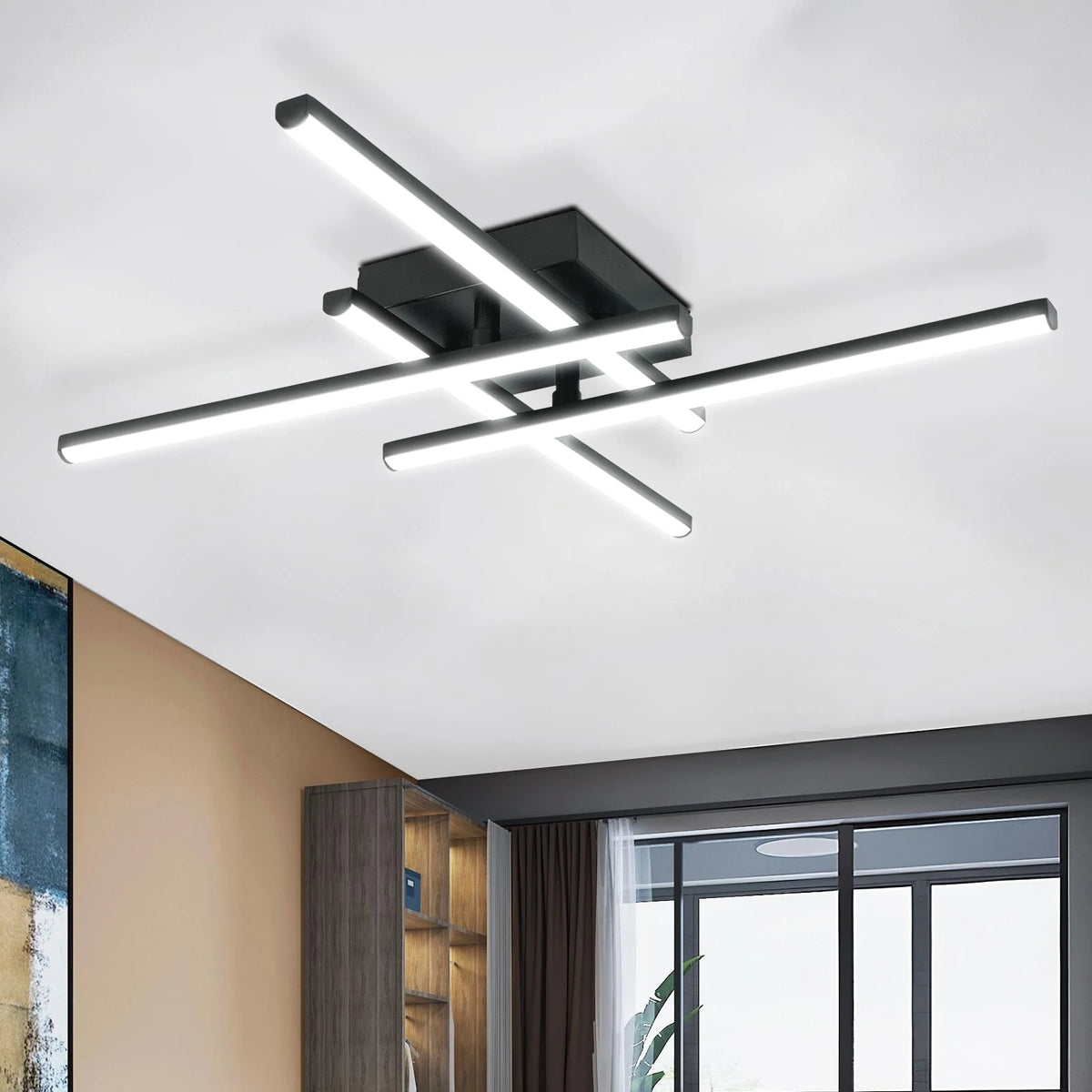 plafonnier led moderne noir rectangulaire lisse sans fixation