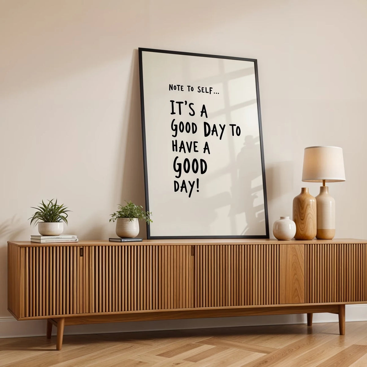 affiche minimaliste texte imprimé blanc noir cadre bois salon chambre coucher decoration maison 21x30cm