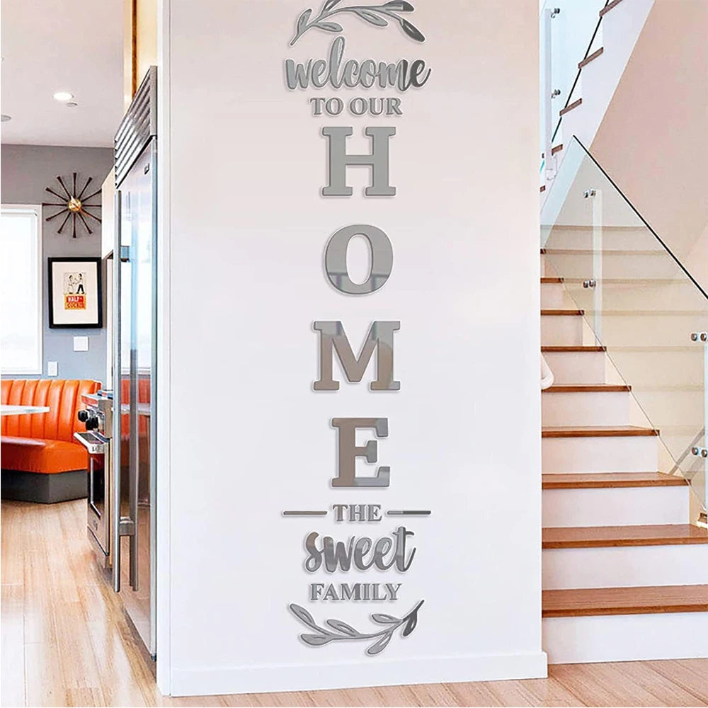 décoration murale moderne panneau sweet FAMILY adhésif blanc minimalisteintérieur salon chambre entrée