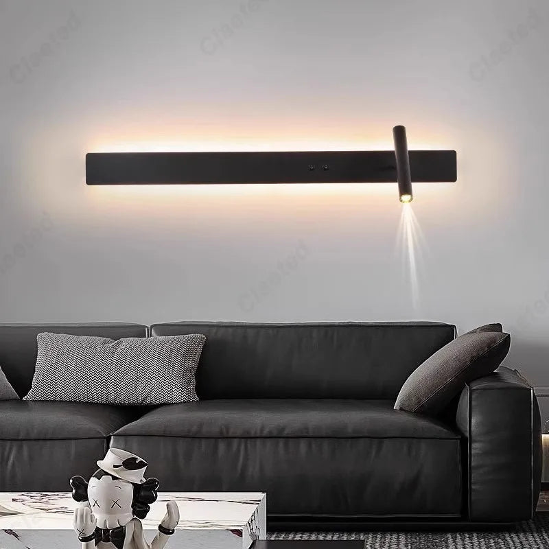 lampe murale moderne applique chambre étude entrée éclairage led noir blanc fixée minimaliste atmosphère