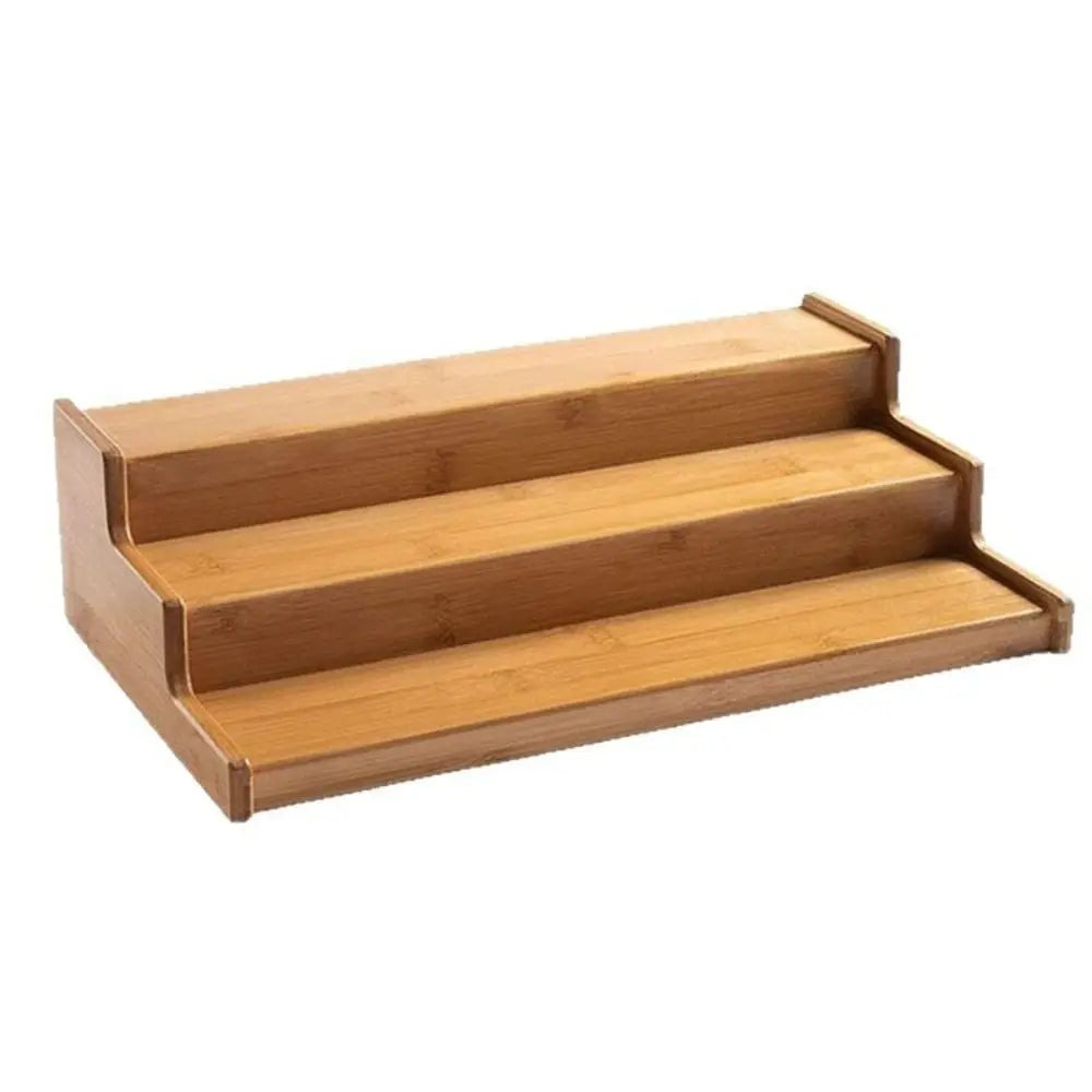 présentoir étagère bois clair trois niveaux rangement bocaux épices moderne minimaliste horizontal utilisation multiple