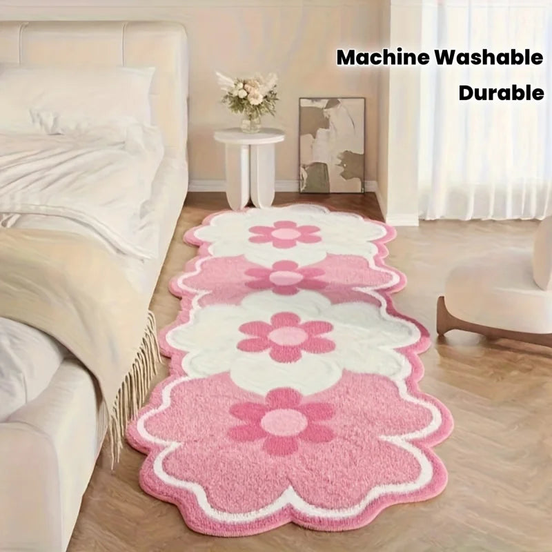 tapis fleurs rose moderne antidérapant polyester intérieur extérieur plage pique nique chambre fille