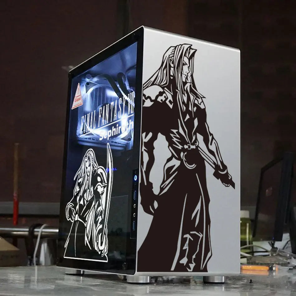 autocollants graphiques final fantasy vii cloud sephiroth tifa vincent boitier pc noir blanc