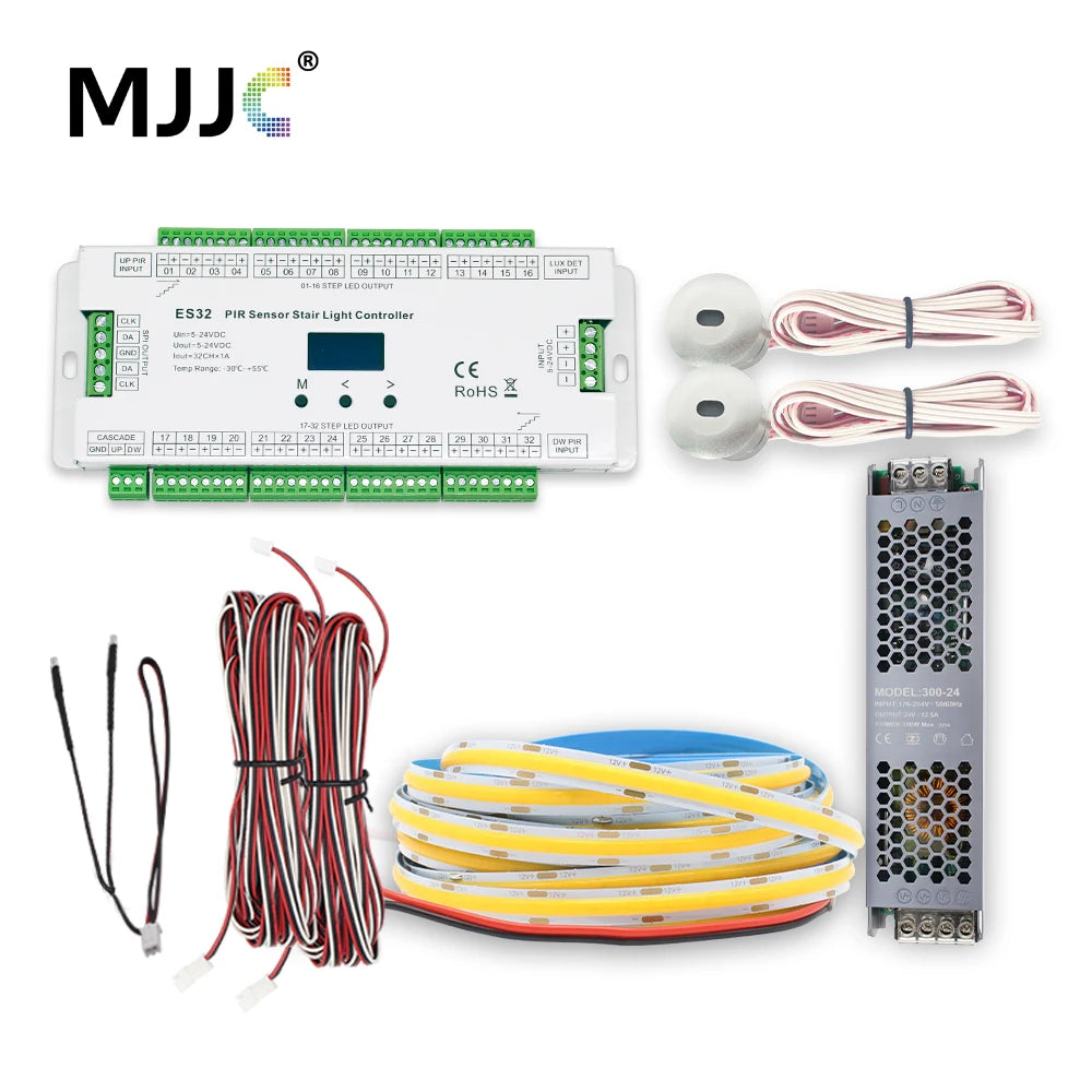 contrôleur d'éclairage escalier capteur pir 32 marches led blanc moderne 12v 768w
