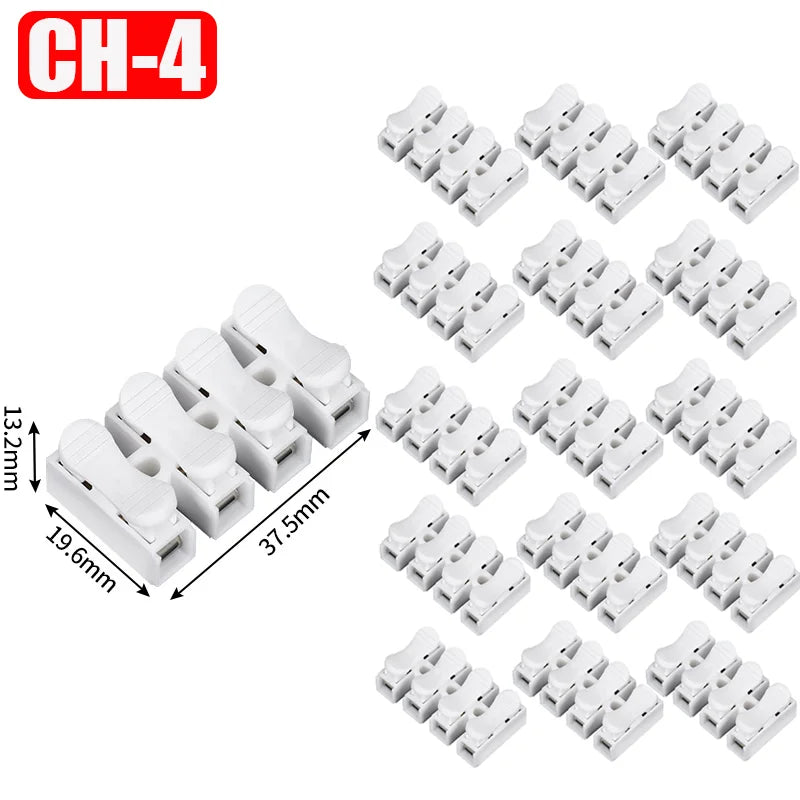 connecteurs blancs adhésifs câbles broches borniers fonctionnels led plat lisses basse tension
