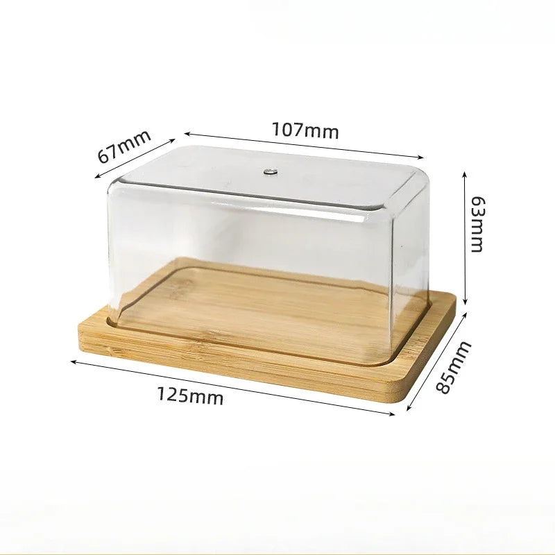 boîte beurre transparente couvercle bois moderne rectangle rangement cuisine minimaliste