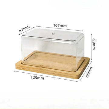 boîte beurre transparente couvercle bois moderne rectangle rangement cuisine minimaliste