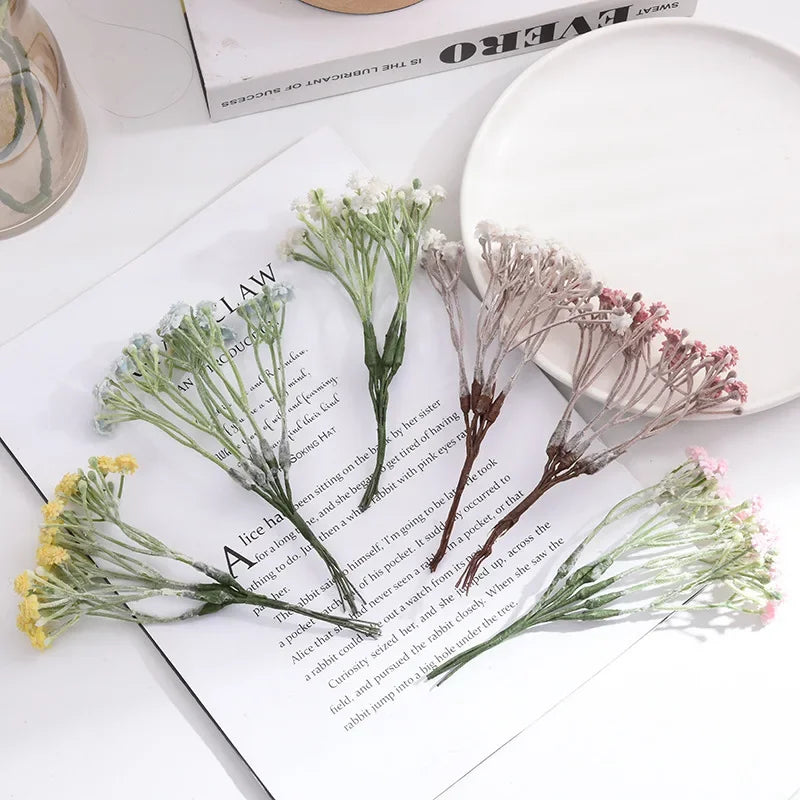 bouquet artificiel fleurs petites naturel minimaliste rose blanc bleu marron tiges intérieur mariage anniversaire