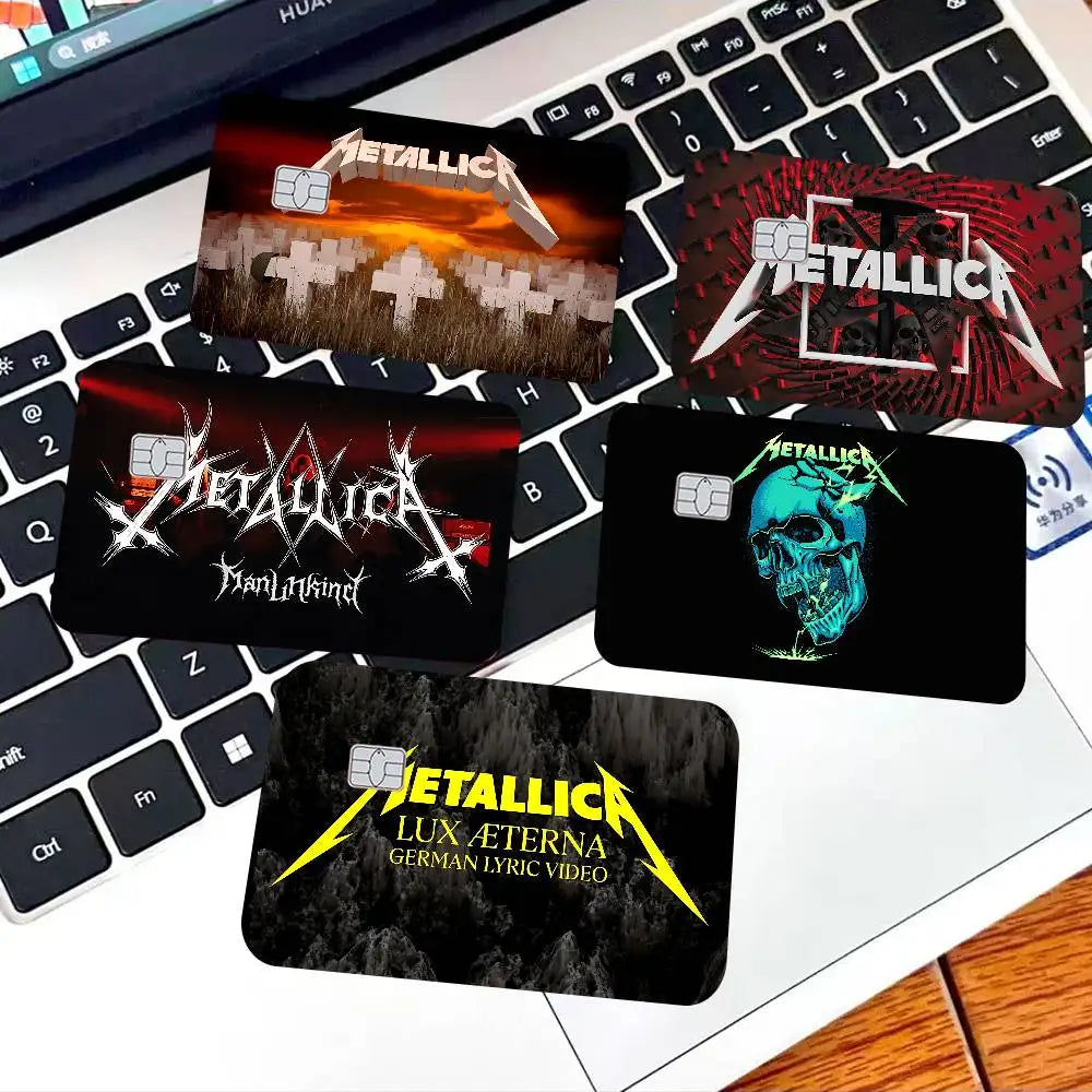 autocollants graphiques metallica cartes bancaires réutilisables waterproof noir rouge bleu