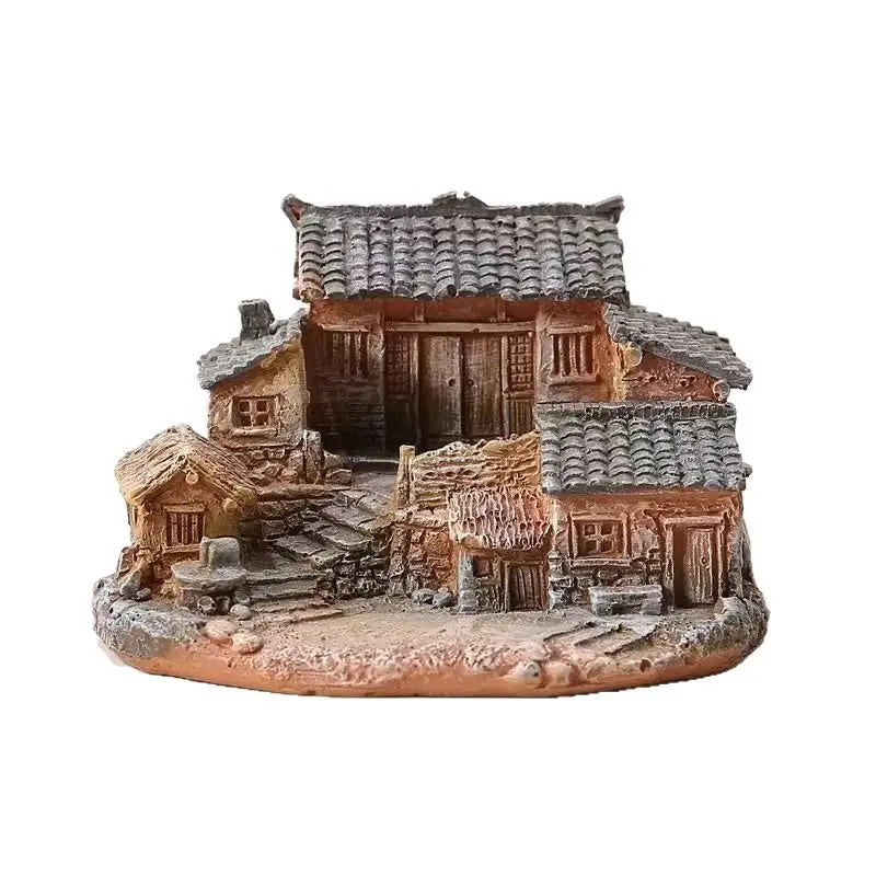 miniatures maison rustique résine animaux cochon buffle pot plant toit pierreux imitation bois.texture.rugueuse