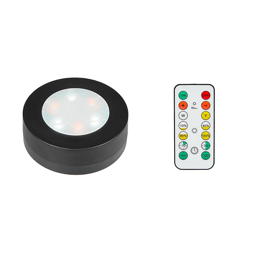 spots led noirs ronds adhésifs télécommande lumiere moderne chambre blanc chaud 3000k 6500k