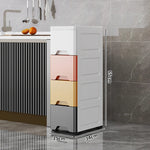rangements mural blanc gris moderne minimaliste meuble tiroirs poignées roulettes