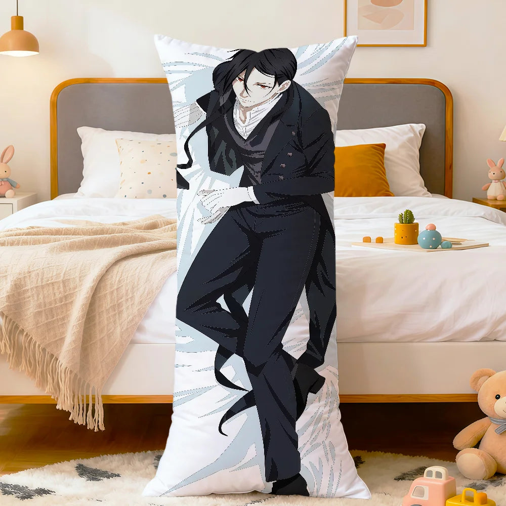coussin allongé anime violet bleu blanc fleurs stylisées personnages 100 polyester double face imprimé