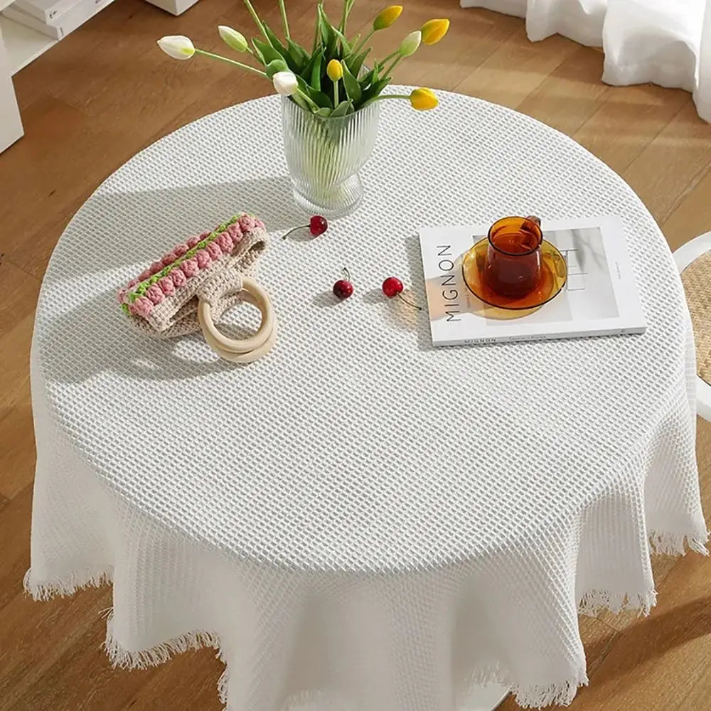 nappe table moderne 50x50cm 90x90cm rayures diagonales franges beige jaune rose bleuclair festive