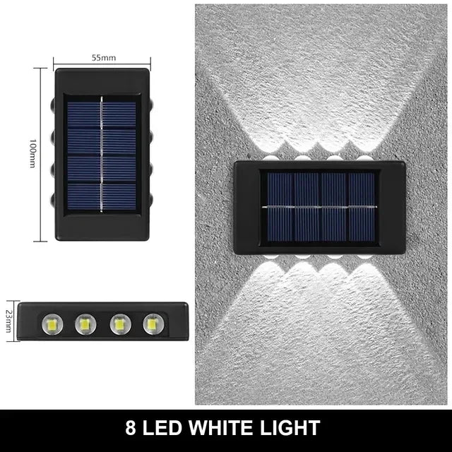 lumière solaire murale moderne 12 led blanc chaud ip65 étancheextérieur jardin décoration