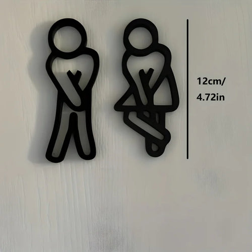 toilettes symboles noir minimaliste panneau porte salle bain modernes silhouettes personnes