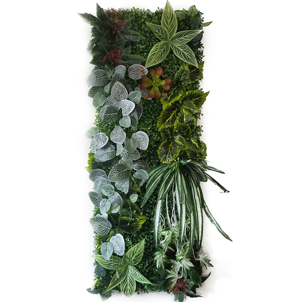 panneau végétal mural artificiel feuilles vertes mousse fleurs décoration jardin extérieur maison naturelle décorative