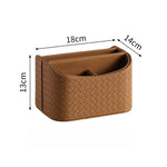 boîte rangement rotative cuir tressé marron gris moderne cosmétiques lunettes écouteurs pochette brosse maquillage