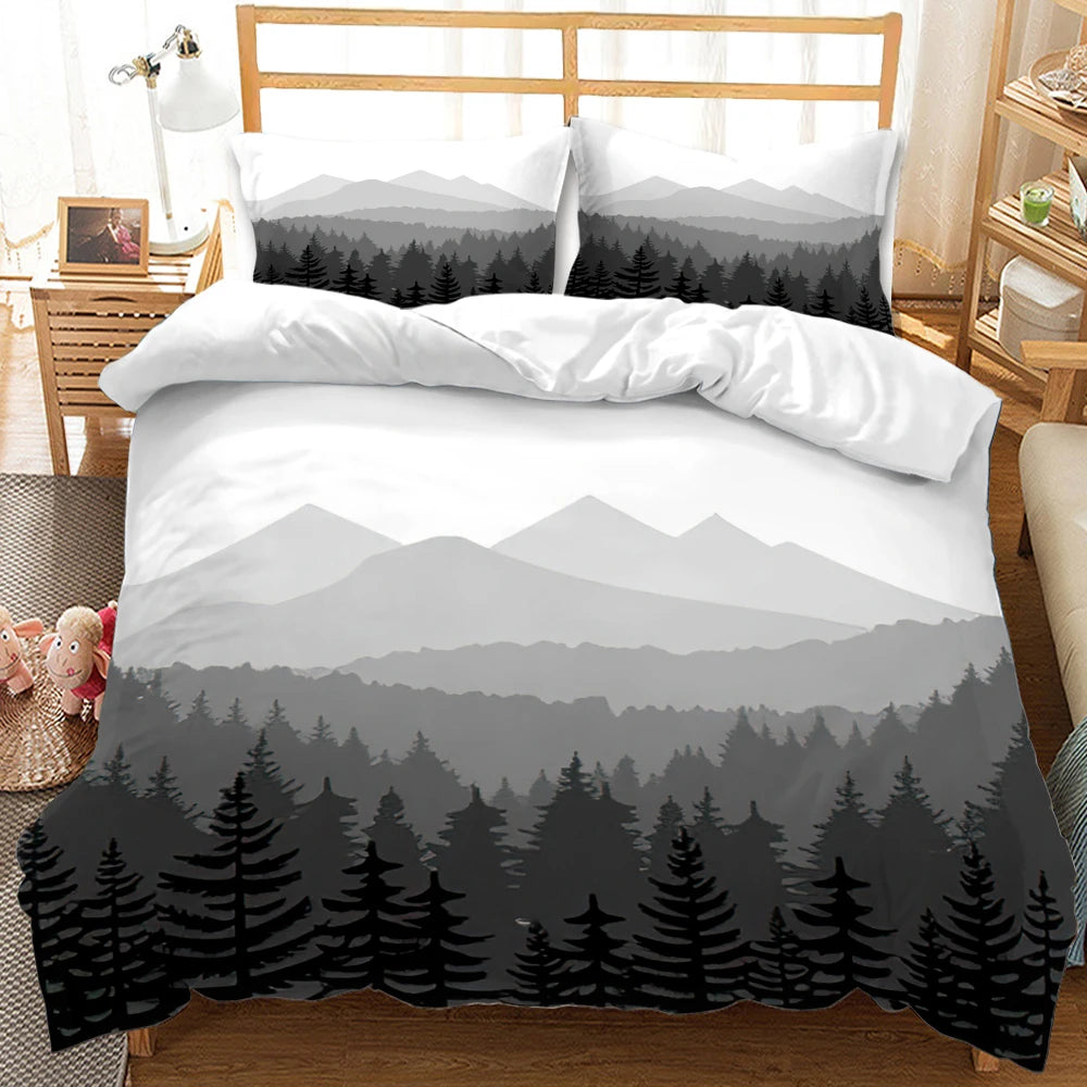 Détail de l'impression 3D montagne et arbres en hiver