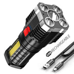 lampe torche noire rechargeable led intense 1000 lumens 10w camping aventure