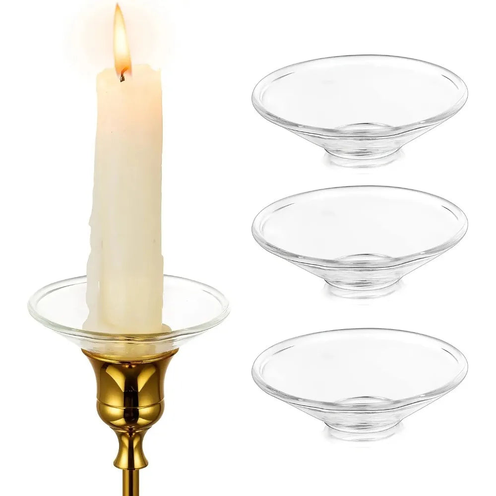 bougeoirs réutilisables transparents classique doré rond lisse bougies chandeliers