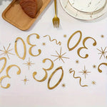 chemin table anniversaire doré numéros étoiles abstraits semi transparent table festive