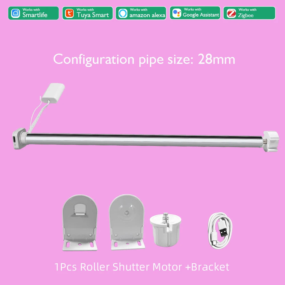 rideau motorisé argenté moderne clips rechargeable compatible google alexa tuya zigbee télécommande