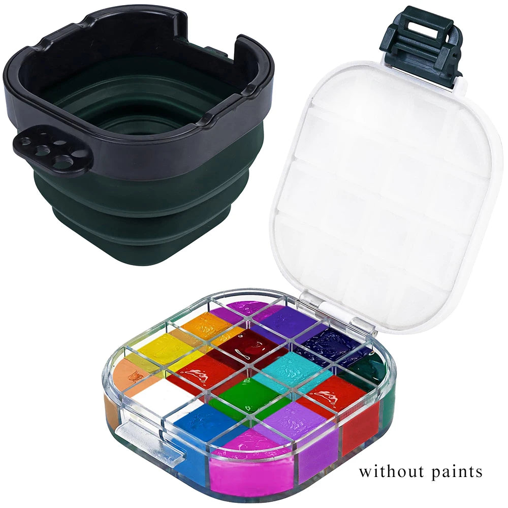 palette pliable peinture pot couvercle noir blanc moderne pratique aquarelle huile gouache