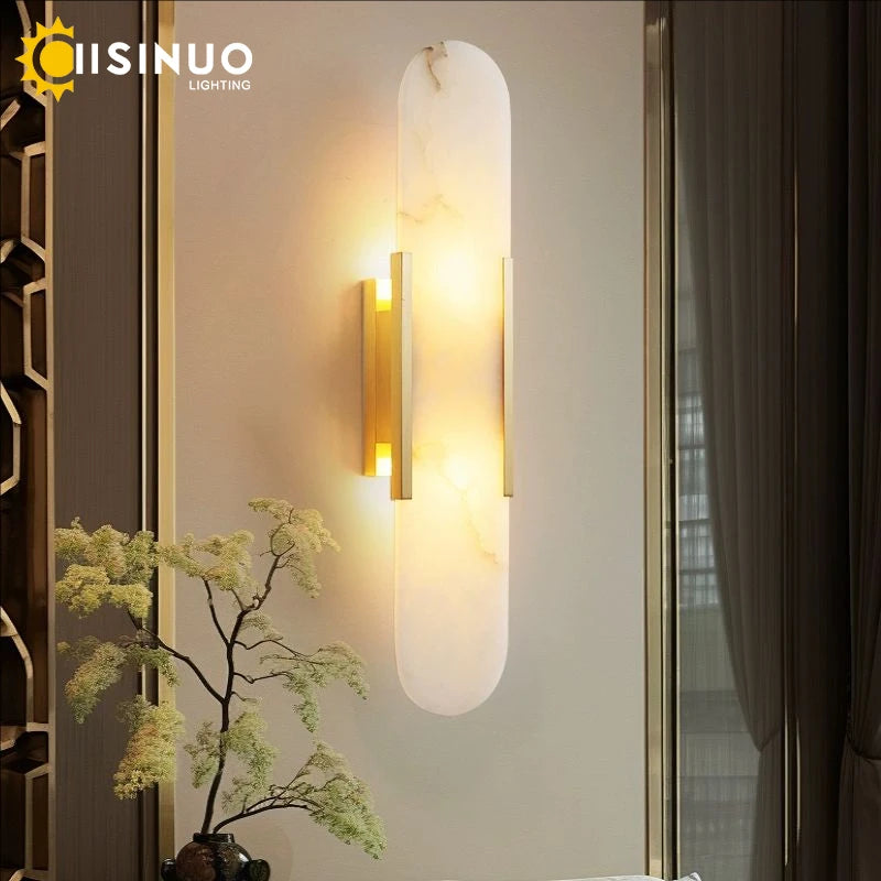 lampe murale moderne marbre blanc doré fixée chambre cuisine salle manger