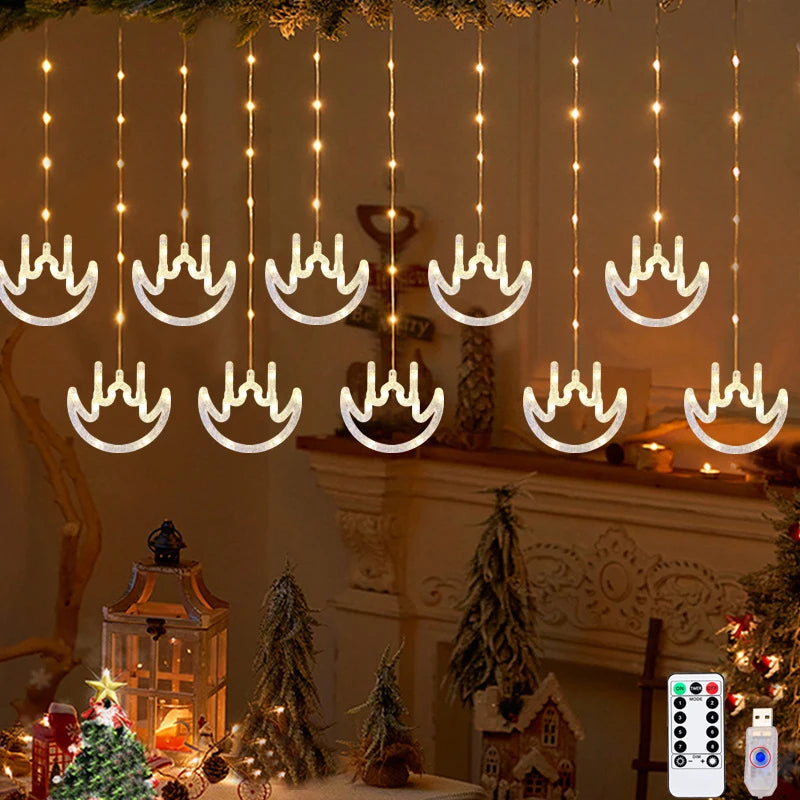 guirlande lumineuse moderne blanc multicolore formes géométriques lunes cercles gouttes festive noël mariage
