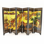 paravent chinois peinture traditionnelle paysages animaux calligraphie bois doré noir ornement chambre multifonctionnel souvenirs