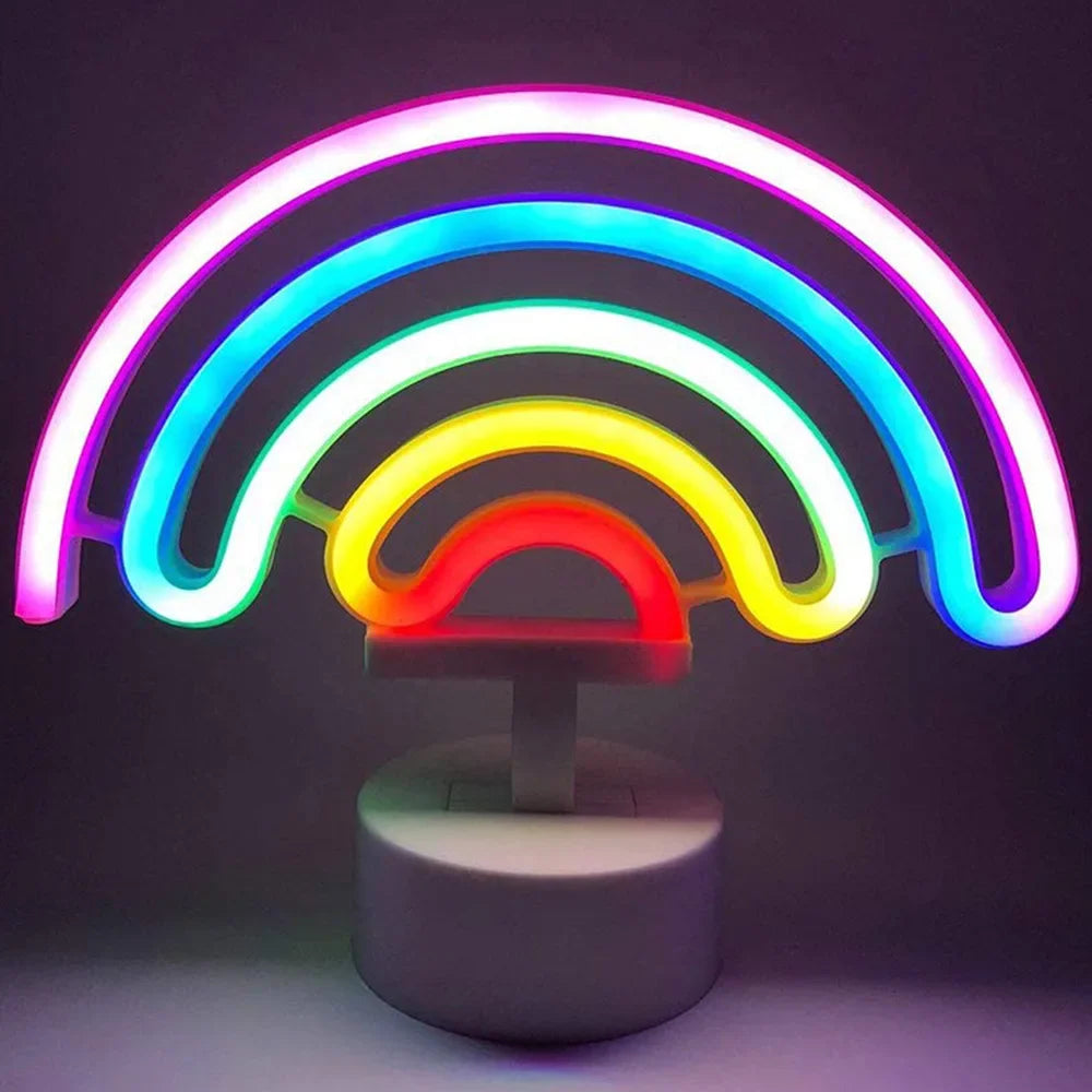 lampe néon arc ciel unicorne fée adhésive vacances couleur vive