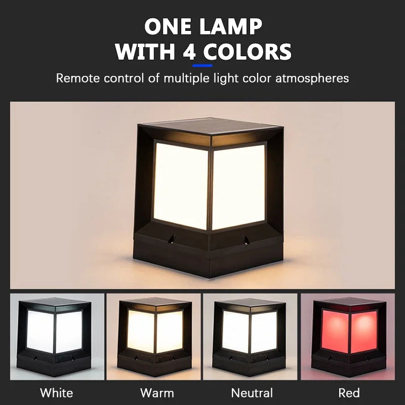 lampe solaire led moderne ip65 étanche télécommande noir blanc abs