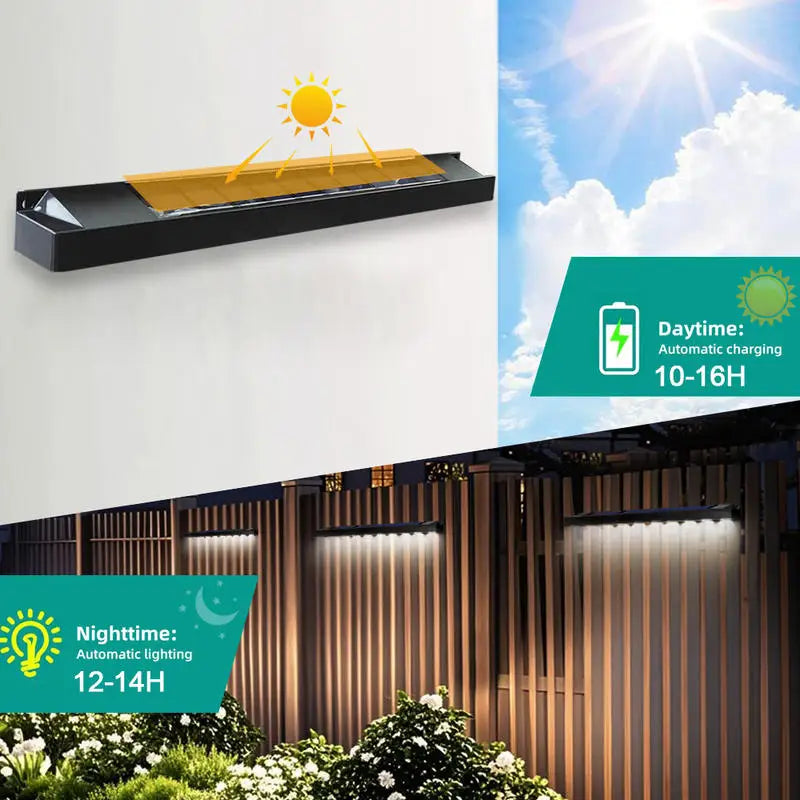 lampe murale led solaire rechargeable extérieure moderne adhésive nuit urgence noir allée jardin patios