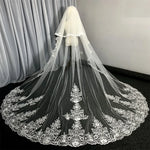 voile mariée deux couches blanc broderie florale bord dentelle classique 3m translucent