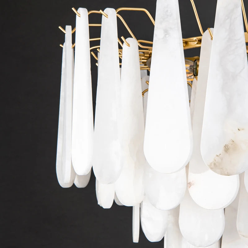 lustre suspension moderne marbre blanc doré luxe salon salle manger chambre élégant