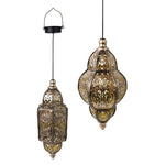 lampe suspendue artisanale dorée ornements floraux solaire autoinstallation extérieure traditionnelle tringle fixéeextérieur