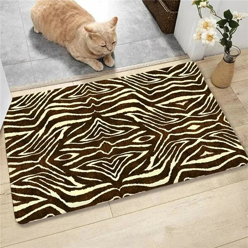 tapis léopard zèbre tigre vache moderne polyester antidérapant sol chambre salon