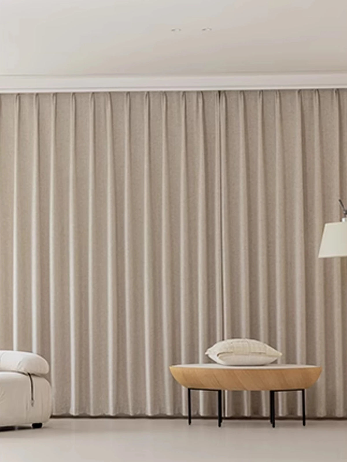 rideau moderne beige clair texture lin opacité fenêtre balcon intérieur maison japonais décoratif