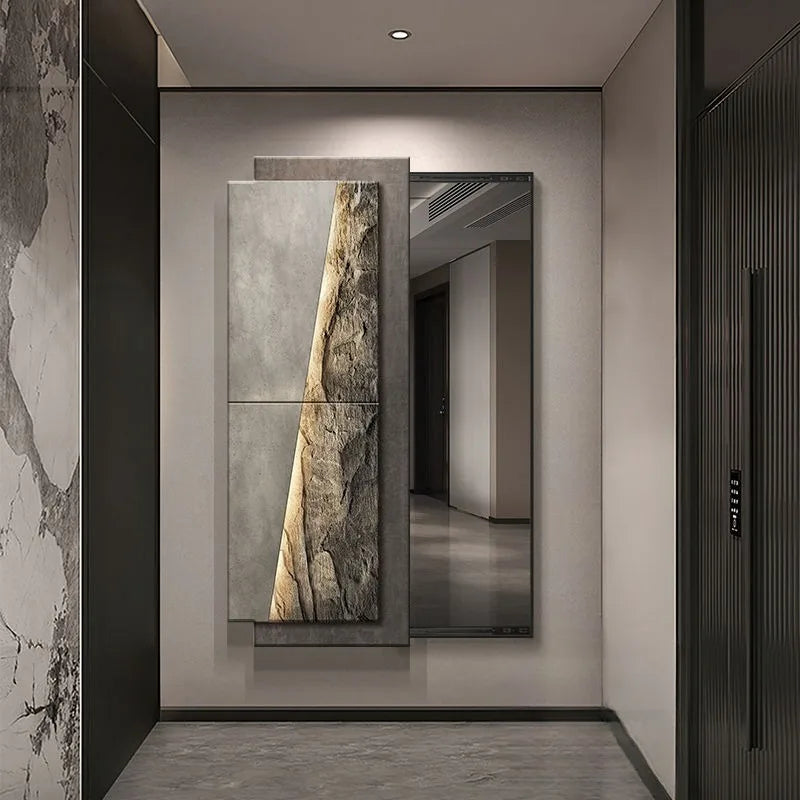 miroir decoratif contemporain gris beige crystal film aluminium alloy living room bedroom