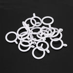 anneaux rideau plastique blanc coton classiques lisses arrondis opaques
