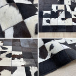 tapis noir blanc patchwork peau vache moderne salon chambre decoratif rectangle aubusson PVC