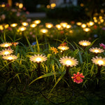 guirlande lumineuse solaire fleurs marguerites extérieur decoration jardin led blanc rose orangé feerique champetre