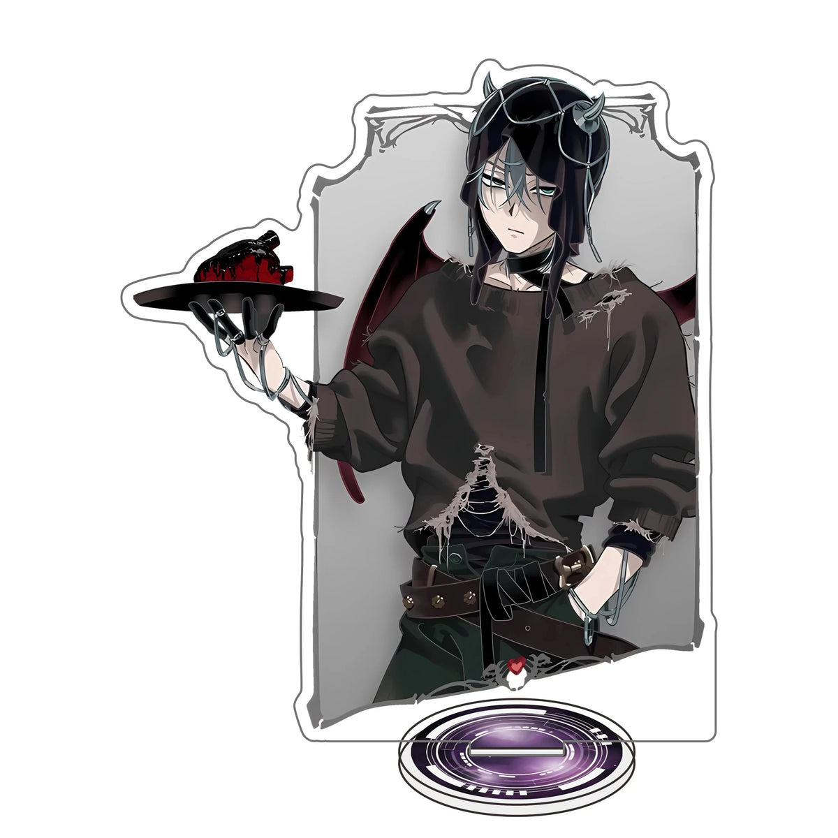 figurines anime fantastiques gothiques anges noir blanc rose rouge vert assiettes coeurs chapeaux