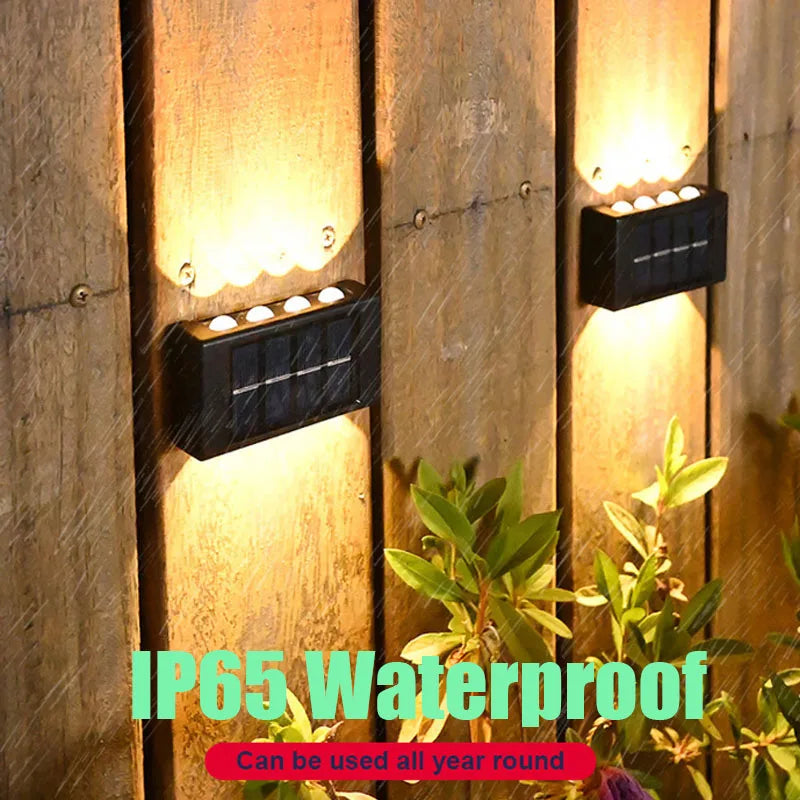 lampe murale solaire 10 led moderne panneau solaire extérieur jardin noir bleu minimaliste