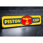 plaque publicitaire vintage graphique piston couleur jaune bleu rouge anti poussière mur facile