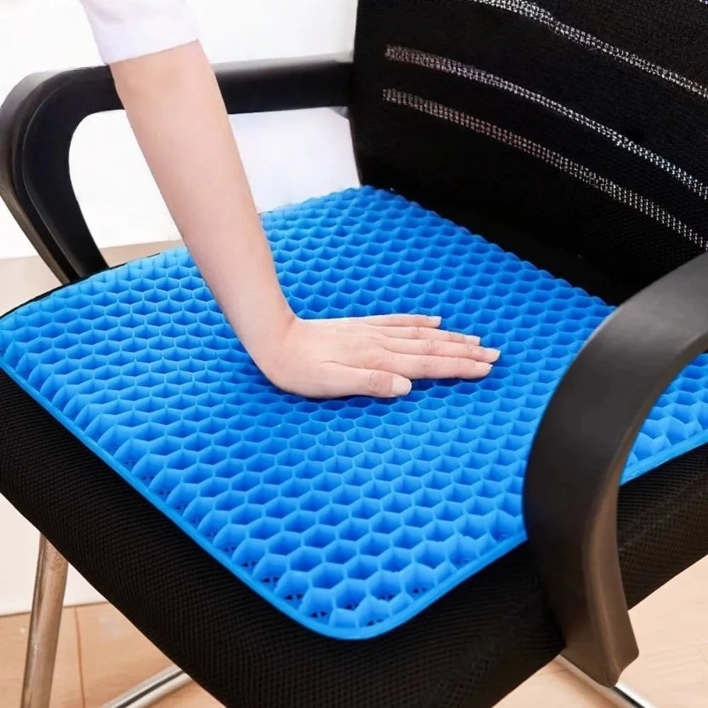 coussin siège silicone bleu motif hexagonal moderne respirant protection lombaire soulagement pression
