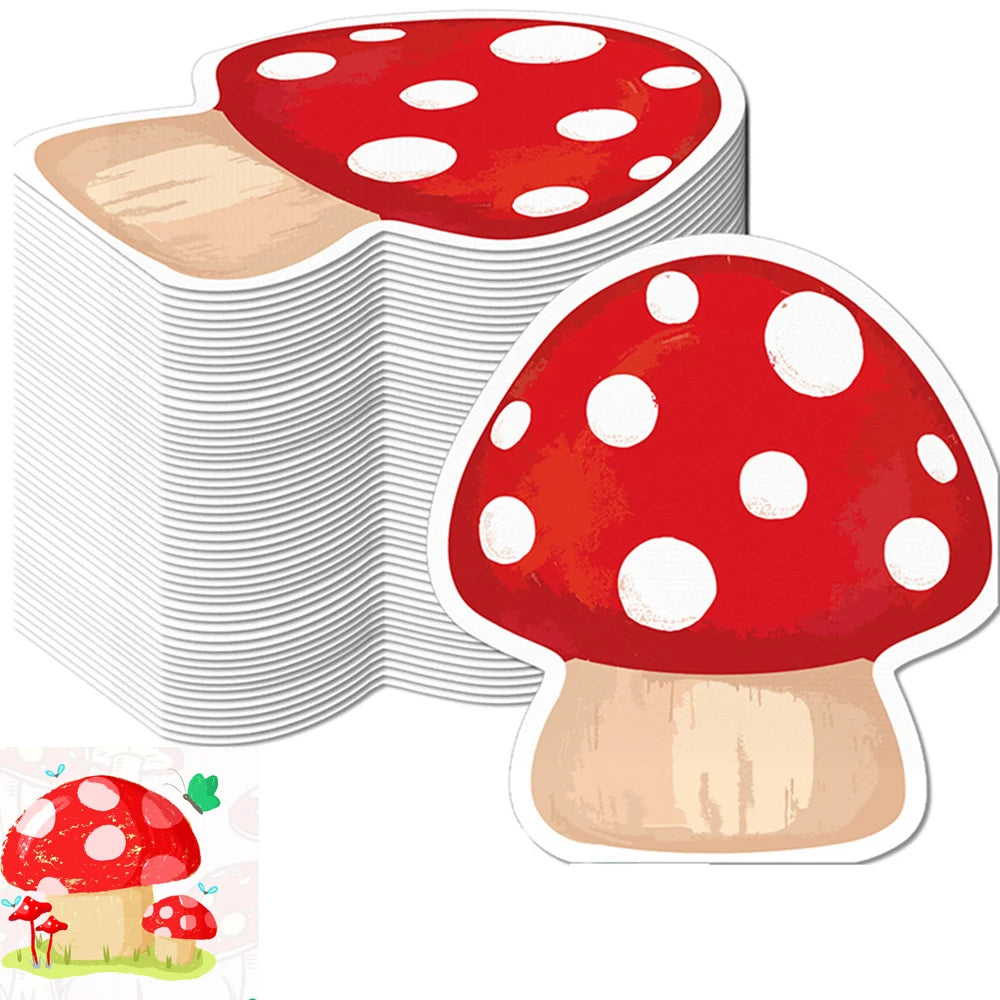 serviettes jetables forme champignons tête rouge pois blancs cartoon occasion fête anniversaire mariage baptême