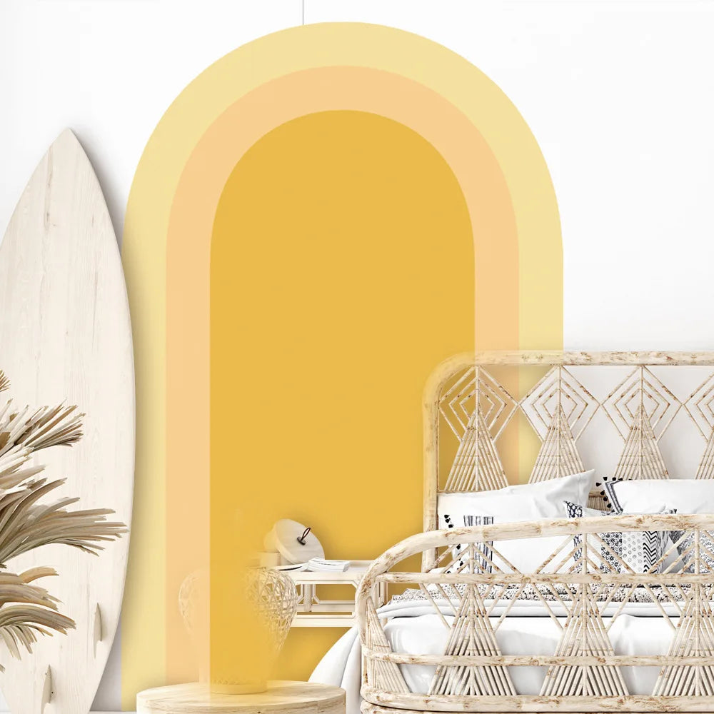 rideau mural moderne orange jaune beige uni minimaliste maison salon chambre d'enfant decoration autocollant